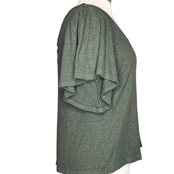MAUNCES Women's Sweater Size Medium Pull Over Short Sleeve Green Knit Open Back - Picture 7 of 14